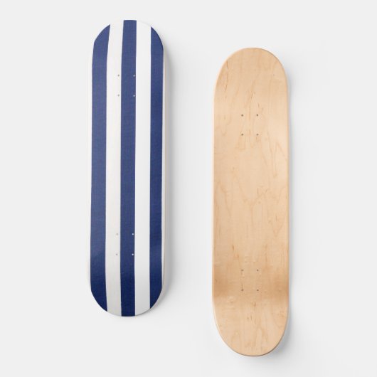 Schatbord Solid Dark Blue & White Stripe Persoonlijk Skateboard (Voorkant)