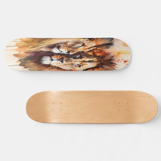 Schatbord twee leeuwen persoonlijk skateboard (Horizontaal)