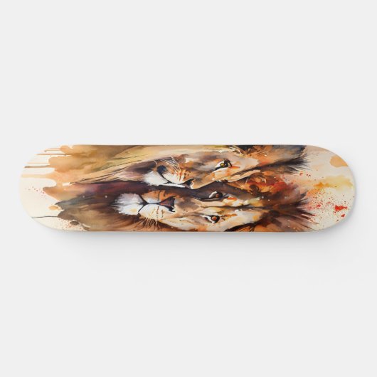 Schatbord twee leeuwen persoonlijk skateboard (Horizontaal)