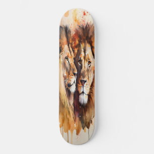 Schatbord twee leeuwen persoonlijk skateboard