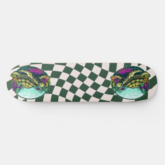 Schateboard Checkerboard Turtle Shell under Water Persoonlijk Skateboard (Horizontaal)