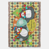 Schatende pinguïns kerstfeestdag met kerstmis deken (Voorkant Verticaal)