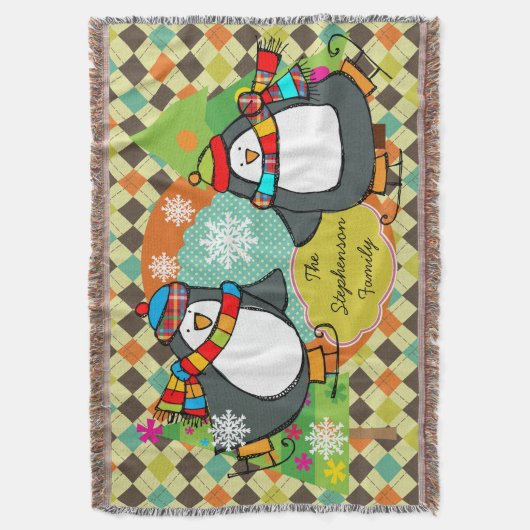 Schatende pinguïns kerstfeestdag met kerstmis deken (Voorkant Verticaal)