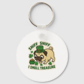 Schatjager Pug St.Patrick's Day Sleutelhanger (Voorkant)