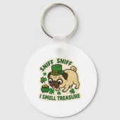 Schatjager Pug St.Patrick's Day Sleutelhanger (Achterkant)