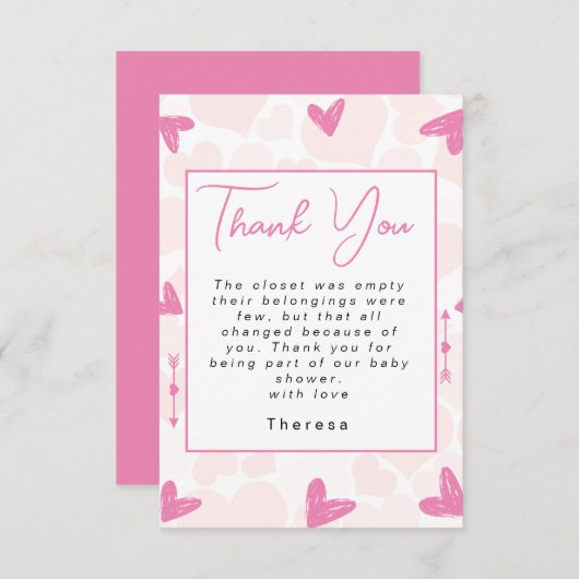 schatje | BABY SHOWER Bedankkaart (Voorkant / Achterkant)