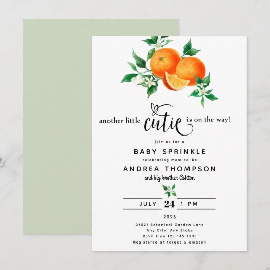 schatje | Baby Sprinkle Baby shower Kaart (Voorkant / Achterkant)