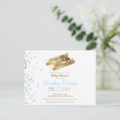 Schatje Blauw & Goud Het is een Baby shower. Briefkaart (Staand voorkant)