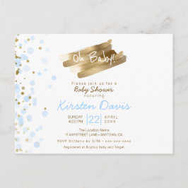 Schatje Blauw & Goud Het is een Baby shower. Briefkaart
