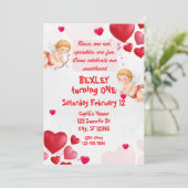 Schatje & Cupids 1e verjaardag Kaart (Staand voorkant)