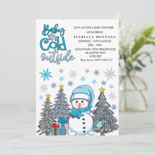 schatje het is koud buiten baby shower kaart (Staand voorkant)