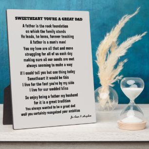 SCHATJE JE BENT EEN GOEDE PAPA gedicht   Geschenkd Fotoplaat