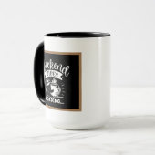 schatje koffiezetster voegt monogram toe mok (Voorkant links)