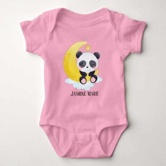 schatje meisje voegt naam panda beer toe romper (Voorkant)