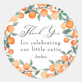 schatje | Oranje Baby shower Dank u Ronde Sticker