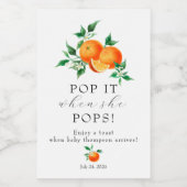 schatje | Oranje Baby shower Favor Wine Wijn Etiket (Enkel label)