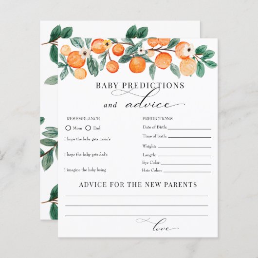 schatje | Voorspellingsadvies Baby shower (Voorkant / Achterkant)