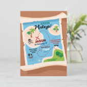 Schatkaart Pirate Verjaardagsfeestje Schip Ahoy Kaart (Staand voorkant)