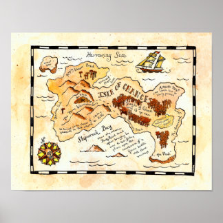 Schatkaart van het eiland Chance Poster