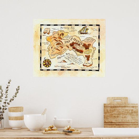 Schatkaart van het eiland Chance Poster (Keuken)