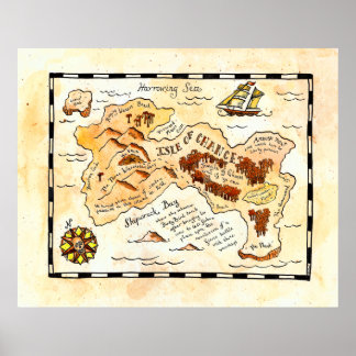 Schatkaart van het eiland Chance Poster