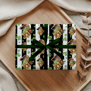 Schatkist Elegante Vintage Zwarte Strepen Cadeaupapier