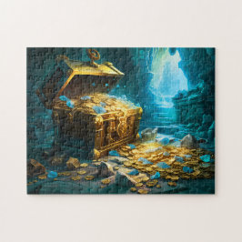 Schatkist in grot Licht Fantasie Schilderij Legpuzzel