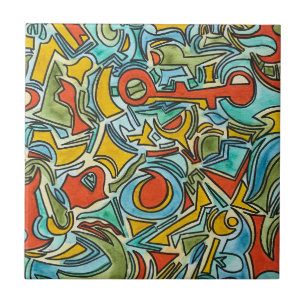 Schatkist-Kleurrijk Waterverf Kunstwerk Tegeltje