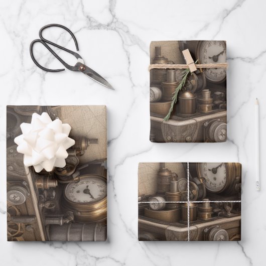 Schatkist met tandwielen inpakpapier vel (Voorkant)