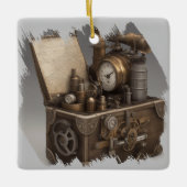 Schatkist met tandwielen keramisch ornament (Voorkant)