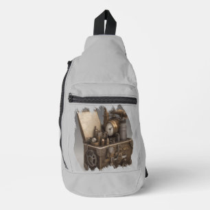 Schatkist met tandwielen sling bag