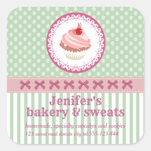  schatkistkoekjes bakkerijpootikels vierkante sticker (Voorkant)