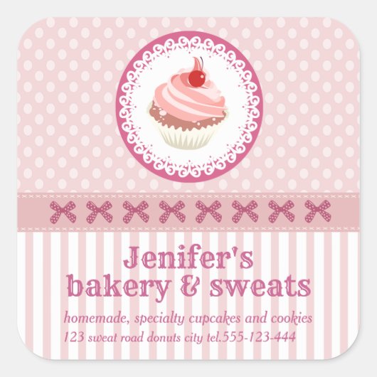  schatkistkoekjes bakkerijpootikels vierkante sticker (Voorkant)