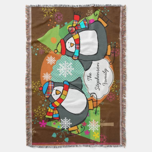 Schatpinguïns en kerstbomen deken (Voorkant Verticaal)