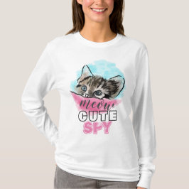 "SCHATTE SPION" | Grappige Cute Kitten Roze Blauw T-shirt