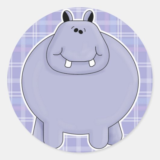 schattebaard hippo ronde sticker (Voorkant)
