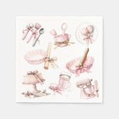 schattebout | Waterverf Roze Meisje Baby shower Servet (Voorkant)