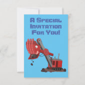 Schattelieve rode stoom shovel graafmachine cartoo kaart (Achterkant)