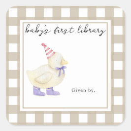 Schattelijk Eendje - Baby's eerste bibliotheek Vierkante Sticker