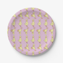 Schattelijk Geel Eendje Roze Baby Shower Papieren Bordje