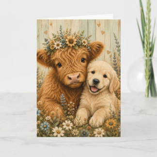 Schattelijk Hooglandkalf & Gouden Retriever Puppy Kaart
