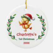 Schattelijke Aangepaste Baby's Eerste Kerstmis Fee Keramisch Ornament (Achterkant)