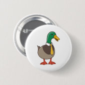 Schattelijke cartoon wilde eend met stropdas ronde button 5,7 cm (Voorkant /achterkant)
