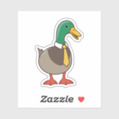 Schattelijke cartoon wilde eend met stropdas sticker (Vel)