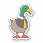 Schattelijke cartoon wilde eend met stropdas sticker (Voorkant)
