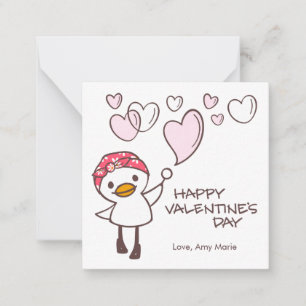 Schattelijke Eend Bubbel Hartjes Valentijn Notitiekaartje