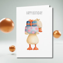 Schattelijke eend en cadeaus Gefeliciteerd verjaar