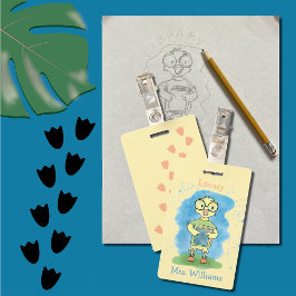 Schattelijke eend met boek Gele bibliotheek halpas Badge