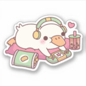 Schattelijke Eend Relax Gamer Sticker (Voorkant)