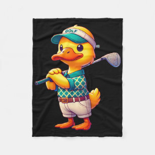Schattelijke Eend Speelt Golf Golfer Golfen Mannen Fleece Deken